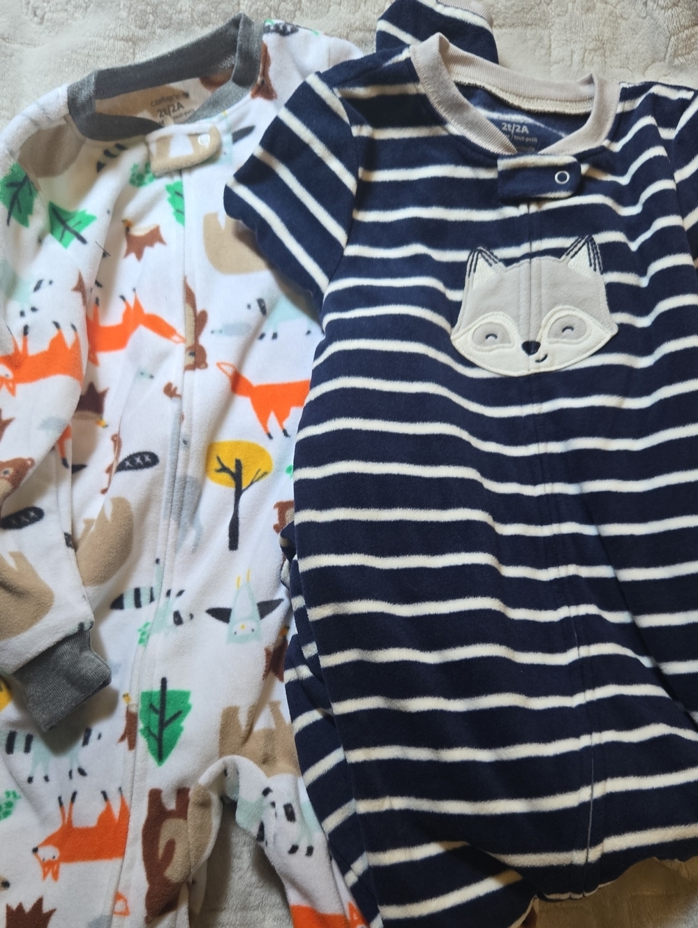 Unbranded Navy Stripe & White Fox Appliqué Baby Pajamas - 2-Pack